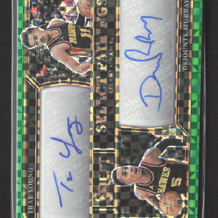 2024 Panini Select Prizm Dual Auto Trae Young #SP-ATL Green Checkerboard 2/5