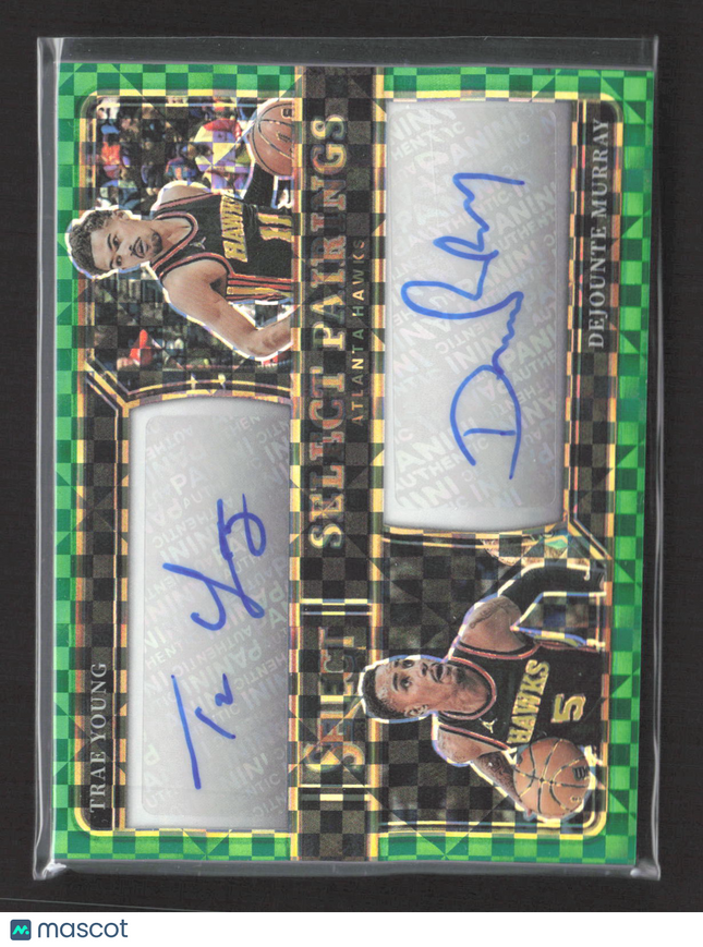 2024 Panini Select Prizm Dual Auto Trae Young #SP-ATL Green Checkerboard 2/5