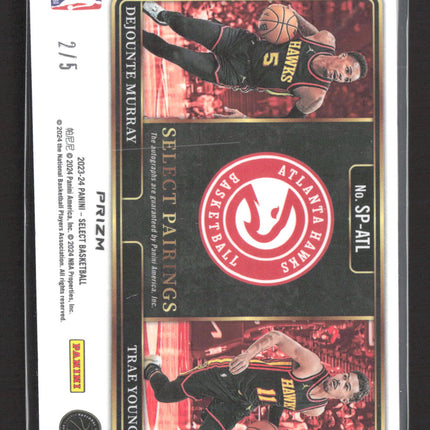 2024 Panini Select Prizm Dual Auto Trae Young #SP-ATL Green Checkerboard 2/5