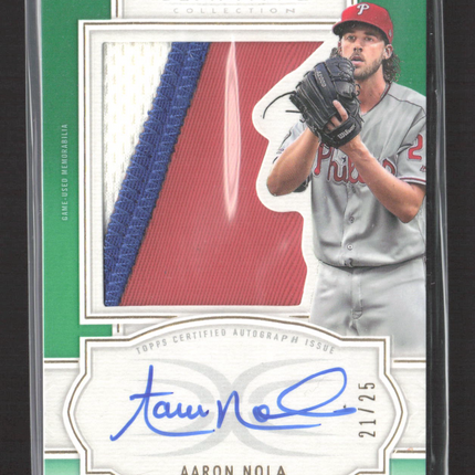 2020 Topps Definitive Collection Aaron Nola #ARC-AN 21/25 Patch Auto /25
