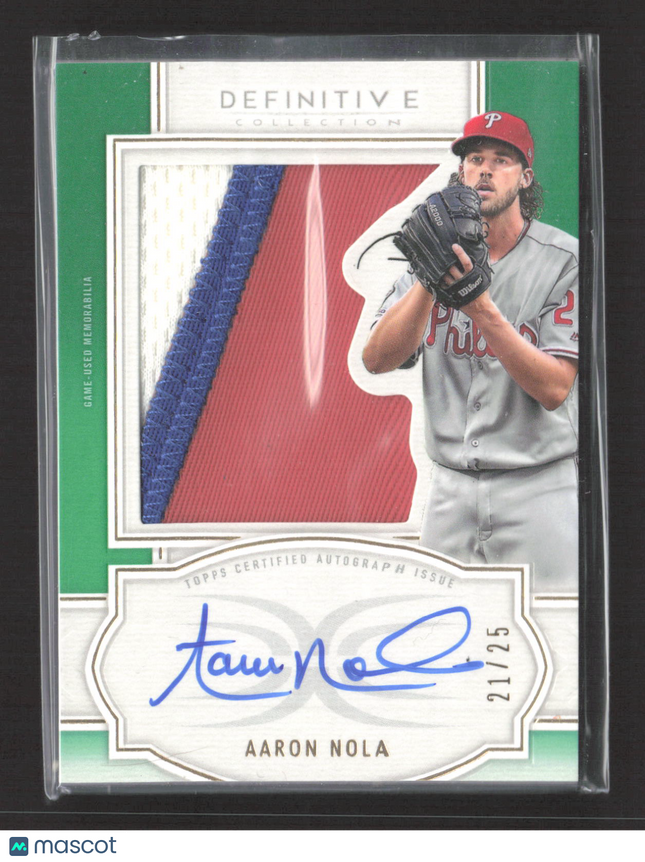 2020 Topps Definitive Collection Aaron Nola #ARC-AN 21/25 Patch Auto /25
