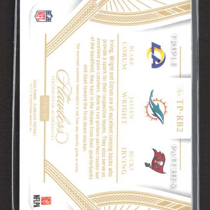 2025 Panini Flawless Bucky Irving Blake Corum Jaylen Wright #TP-RB2 Patch /15