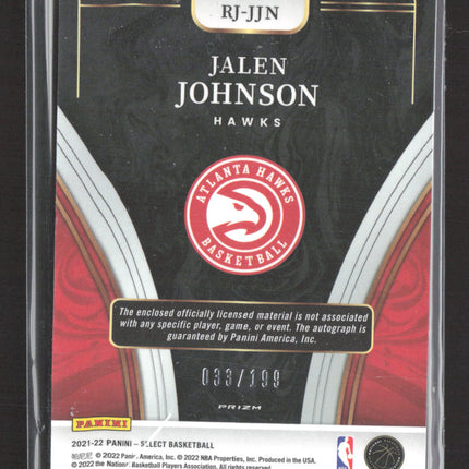 2022 Panini Select Prizm Jalen Johnson #RJ-JJN 033/199 Patch Auto