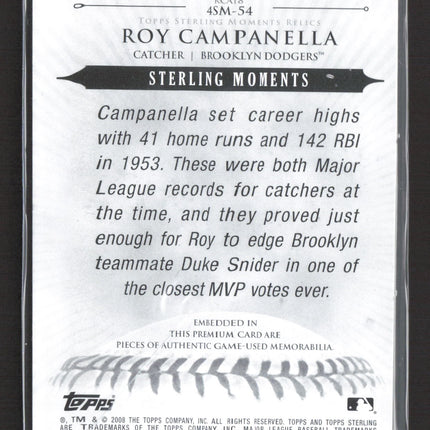 2008 Topps Sterling Roy Campanella #4SM-54 Game-Used Patch 01/10