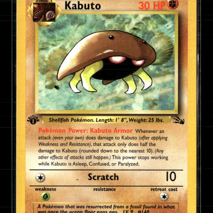 Pokemon 1999 Fossil Kabuto 1st Edition #50/62