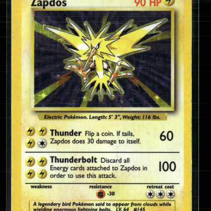 Pokemon 1999 Base Set Zapdos #16/102