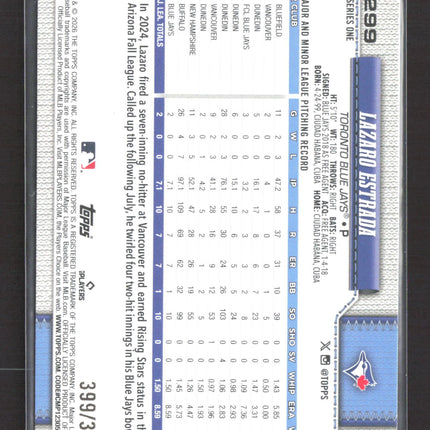 2026 Topps Series One Lazaro Estrada #299 Yellow RC /399