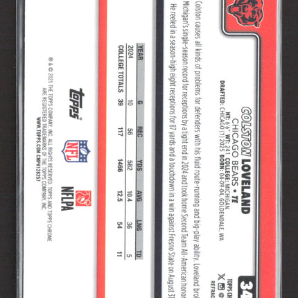 2025 Topps Chrome Colston Loveland #345 Refractor RC