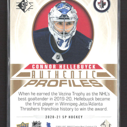 2021 Upper Deck SP Authentic Profiles Connor Hellebuyck #AP-3 Silver 709/999