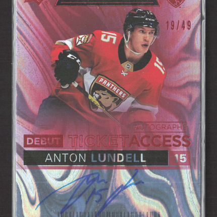2022 UD Credentials Debut Ticket Access Anton Lundell #DTAA-AL Pink 19/49 Auto