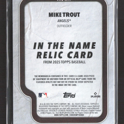 2025 Topps In the Name Mike Trout #ITN-MT Letter Patch 1/1