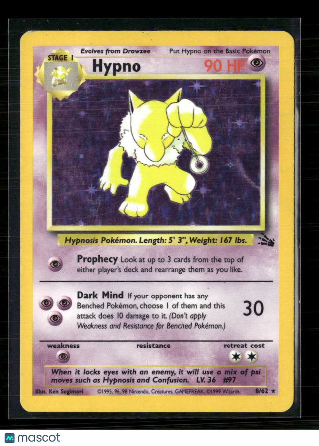Pokemon 1999 Fossil Hypno #8/62