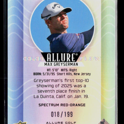 2026 Upper Deck Allure Golf Color Flow Max Greyserman Spectrum Red-Orange /199