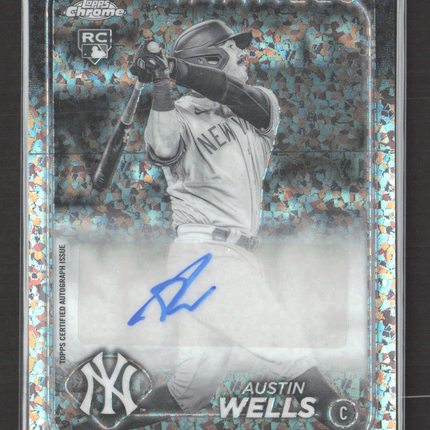 2024 Topps Chrome Austin Wells #AC-AWE Black White Mini Diamond Auto RC