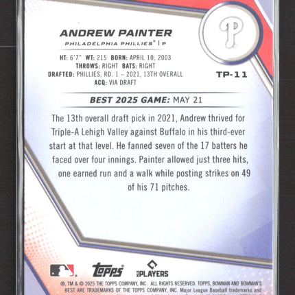 2025 Topps Bowman's Best Andrew Painter #TP-11 Purple Refractor /250