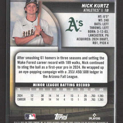 2025 Topps Stadium Club Nick Kurtz #9 RC