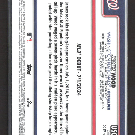 2025 Topps Chrome Update Series James Wood #USC95 X-Fractor RC