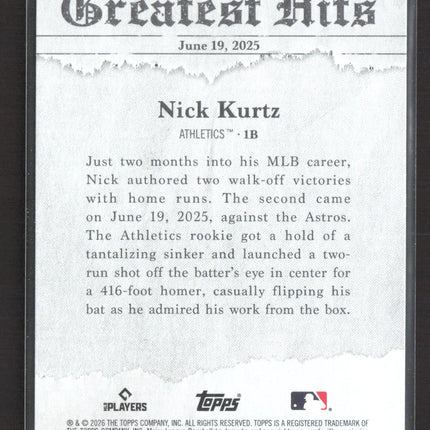 2026 Topps Greatest Hits Nick Kurtz #GH-23