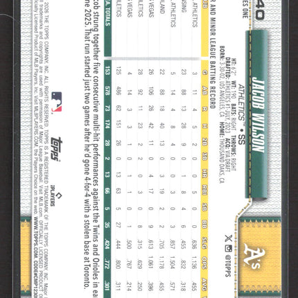 2026 Topps Series 1 Jacob Wilson #240 Topps All-Star Rookie Cup Rainbow Foil