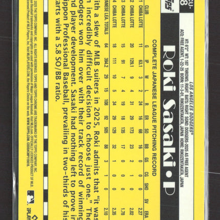 2025 Topps Chrome Roki Sasaki #90CU-18 RC