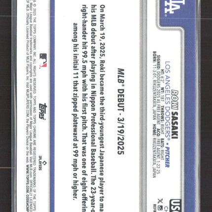2025 Topps Chrome Roki Sasaki #USC73 Refractor RC
