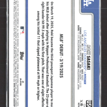 2025 Topps Chrome Roki Sasaki #USC73 Refractor RC