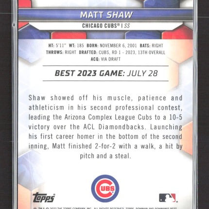 2023 Topps Bowman's Best Matt Shaw #TP-28 Purple 168/250