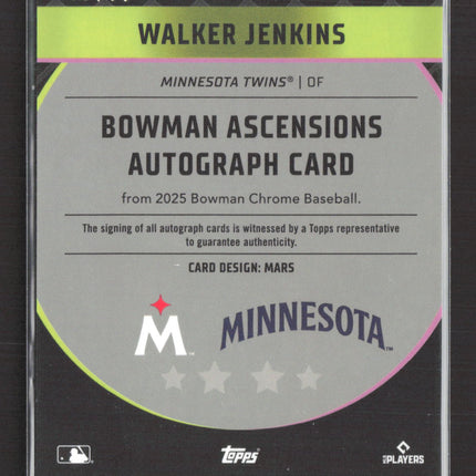 2025 Topps Bowman Chrome Bowman Ascensions Walker Jenkins #BAA-WJ Auto 46/50