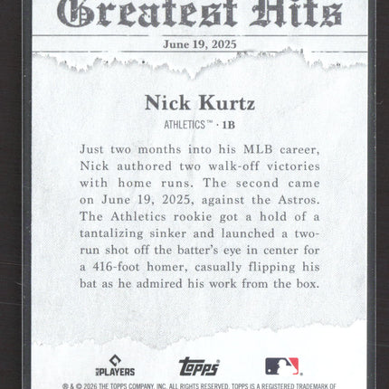 2026 Topps Greatest Hits Nick Kurtz #GH-23