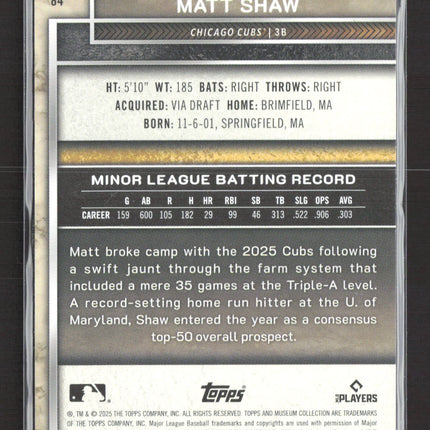 2025 Topps Museum Collection Matt Shaw #84 Pink RC 179/199