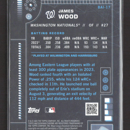 2024 Bowman Chrome Bowman AI James Wood #BAI-17