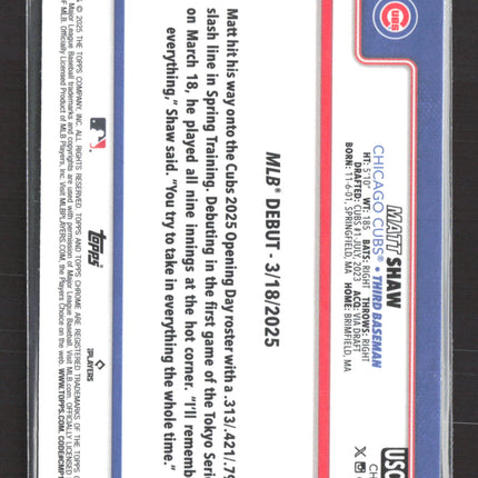2025 Topps Chrome Matt Shaw #USC135 Prism Refractor RC