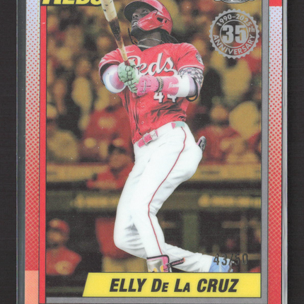 2025 Topps Chrome 1990 Topps 35th Elly De La Cruz #90CU-3 Gold Refractor 43/50