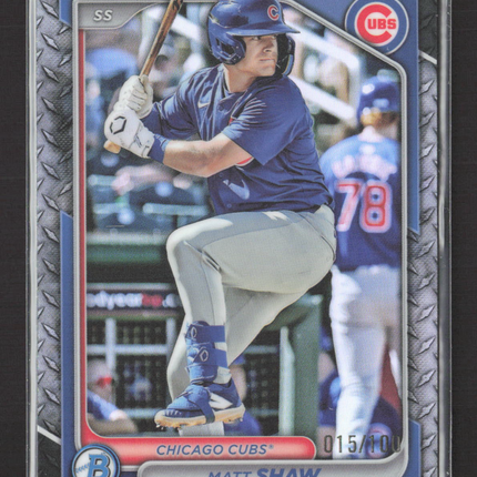 2024 Bowman Chrome Matt Shaw #BDC-26 Steel Refractor 015/100