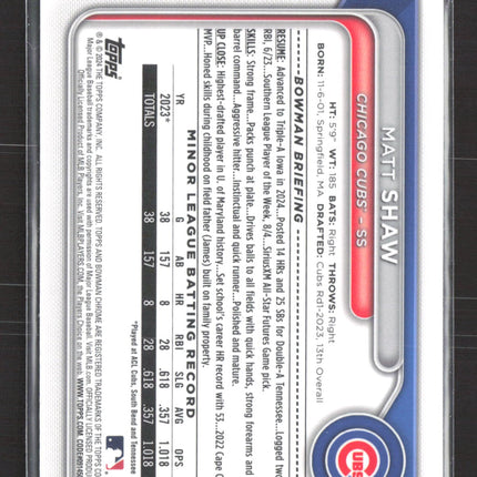 2024 Bowman Chrome Matt Shaw #BDC-26 Steel Refractor 015/100