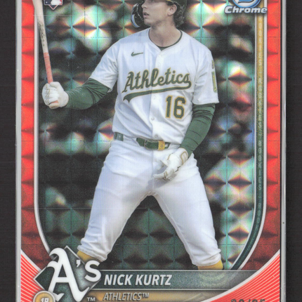 2025 Bowman Chrome Nick Kurtz #93 orange geometric Refractor RC 08/25