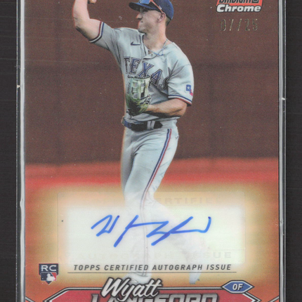2024 Topps Stadium Club Chrome Wyatt Langford #SCCA-WL Orange 07/25 RC Auto