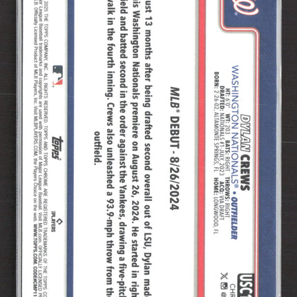 2025 Topps Chrome Update Dylan Crews #USC190 Prism RC