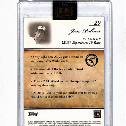 2016 Topps Archives Signature Series Tribute Jim Palmer #29 Refractor 1/1 Auto