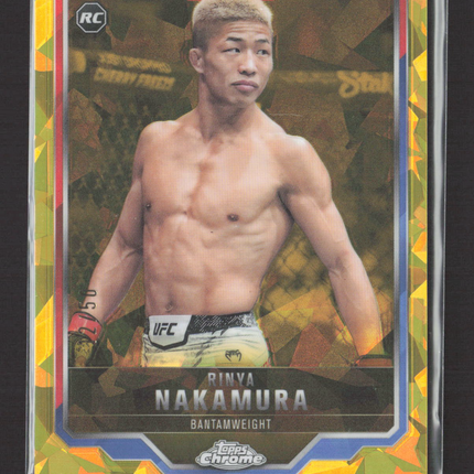 2025 Topps Chrome UFC Rinya Nakamura #128 Gold Sapphire /50 RC