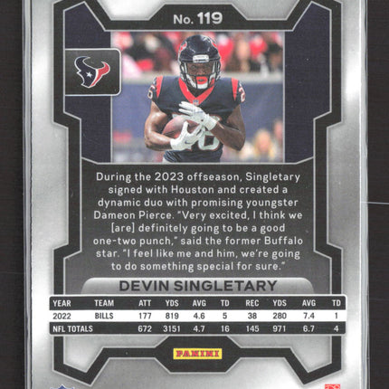 2023 Panini Prizm Devin Singletary #119 Pink