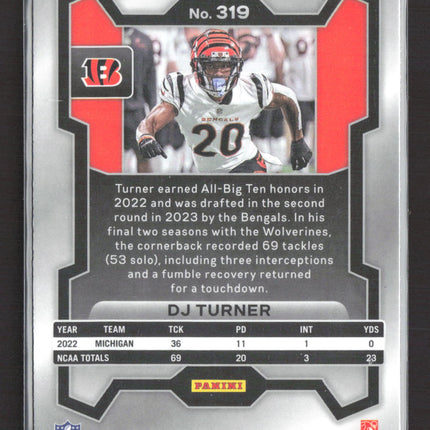 2023 Panini Prizm DJ Turner #319 Pink RC
