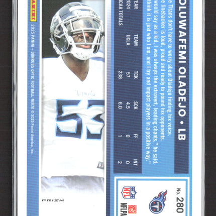 2025 Panini Donruss Optic Prizm Oluwafemi Oladejo #280 blue hyper