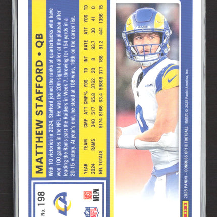 2025 Panini Donruss Optic Matthew Stafford #198