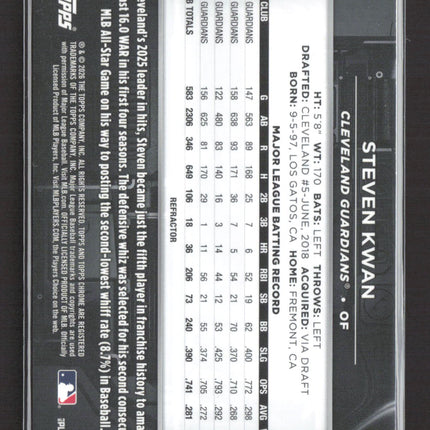 2026 Topps Chrome Black Steven Kwan #67 Refractor 090/199
