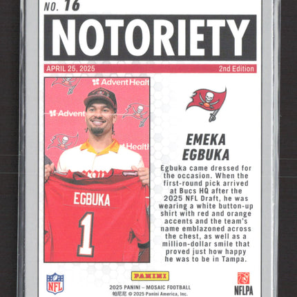 2025 Panini Mosaic Football Notoriety Emeka Egbuka #16 RC