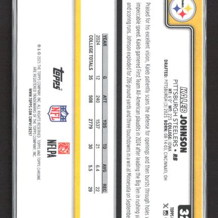 2025 Topps Chrome Kaleb Johnson #323 Leather RC