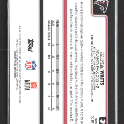 2025 Topps Chrome Xavier Watts #393 Red White and Blue RC