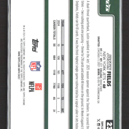 2025 Topps Chrome Justin Fields #237 X-Fractor
