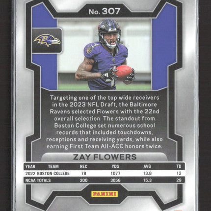 2023 Panini Prizm Zay Flowers #307 Pink RC